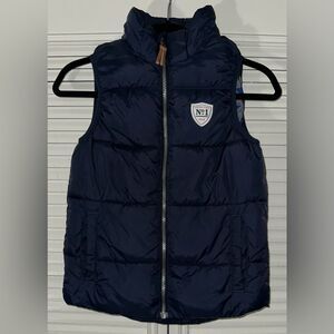 H&M Boys Blue Star Pattern Lining‎ Puffer Vest Size 8-10Y *NO HOOD*